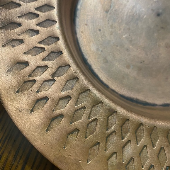 Mid-Century Modern Bronze Catchall Dish Dimmer Design Diamonds Vintage Retro - Picture 2 of 5